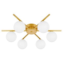 Złota lampa sufitowa mleczne kule 6xG9 58cm