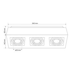 Spot sufitowy z regulacją OSMIN 3xGU10 biały kwadrat