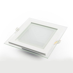 Panel LED o mocy 16W kwadratowy, podtynkowy, szklany z serii GLASS - biała  dzienna