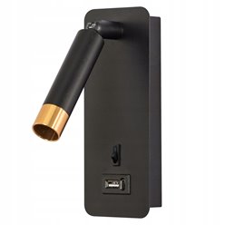 Reflektor Puro 1xG9 czarno-złoty z USB i włącznikiem