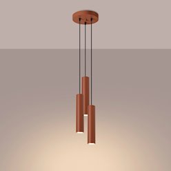Lampa wisząca potrójna Lagos 3xGU10 okrągła ochra czerwona