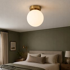 Lampa sufitowa mleczna kula Bali 15cm 1xE27 złota
