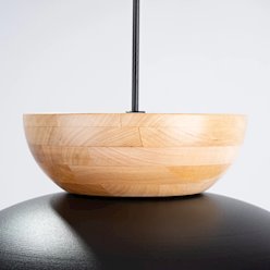 Lampa wisząca drewniana Marion 1xE27 czarna/naturalne drewno