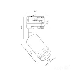 Reflektor szynowy 3-fazowy 54x101mm RING GU10 czarny