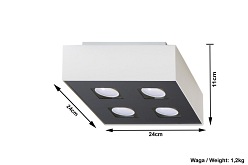 Oprawa sufitowa natynkowa MONO 4xGU10 Biała