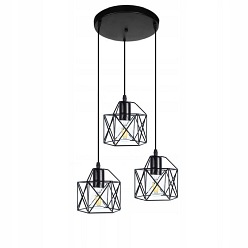 Lampa wisząca Zaffiro Loft Brylant 3xE27 okrągła Czarna
