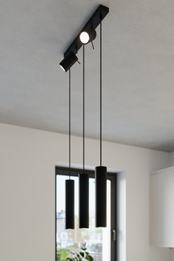 Lampa wisząca RING 3xGU10 + 2 spoty GU10 czarna