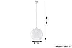 Lampa wisząca transparentna kula BALL 1xE27