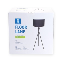 Czarna metalowa lampa podłogowa z gwintem 1xE27