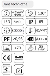 Halogen / naświetlacz LED 10W 850lm SMD IP65 szary - biała dzienna