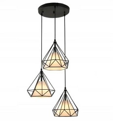 Lampa wisząca Diamente Loft 3xE27 - okrągła podsufitka