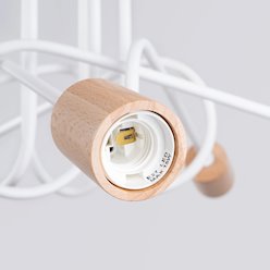 Żyrandol drewniany Ember 5xE27 biały/naturalne drewno
