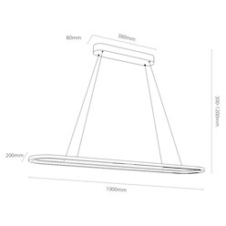 Nowoczesna lampa wisząca LED Oval 30W 20x120cm 2CCT czarna