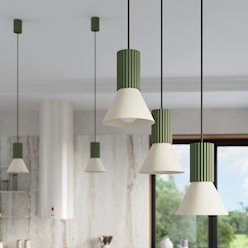 Lampa wisząca loftowa Estria 1xE14 beżowa/zielona oliwka