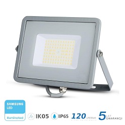 Halogen LED V-TAC 50W SAMSUNG SLIM Szary 120lm/W VT-56 6400K 6000lm