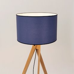 Lampa podłogowa drewniana Natt 1xE27 z granatowym abażurem