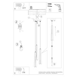 Lampa wisząca potrójna Prysm okrągła 3xG9 czarna