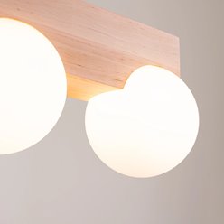Lampa drewniana z mleczną kulą Bulbo 2xG9 naturalne drewno