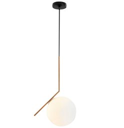 Złota lampa wisząca PELOTA 1xE27 z białą kulą