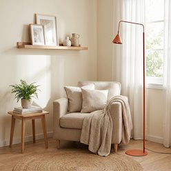 Lampa podłogowa ze stożkowym kloszem Nox 1xE14 ochra czerwona