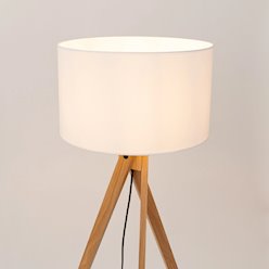 Lampa podłogowa drewniana Natt 1xE27 z białym abażurem