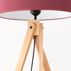 Lampa podłogowa drewniana Natt 1xE27 z burgundowym abażurem