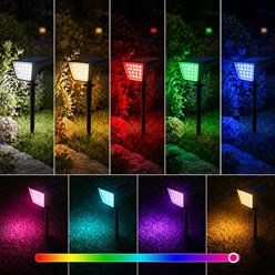 Reflektor ogrodowy LED solarny RGBWW z czujnikiem