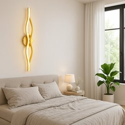 Nowoczesny kinkiet ścienny Złote Fale 22W 78cm 4000K