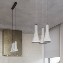 Lampa wisząca stożek REA 3xE14 beton - listwa