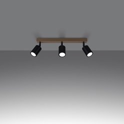 Listwa sufitowa drewniana VERDO - 3 reflektory GU10 czarne