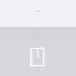 Lampa wisząca drewniana Aries 1xE27 biała