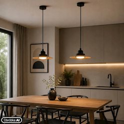 Lampa wisząca CIRVO GX53 okrągła czarna-drewno