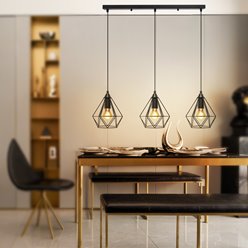 Lampa wisząca Diamond Deco 3xE27 - czarna