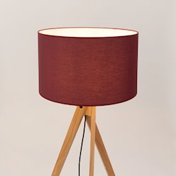 Lampa podłogowa drewniana Natt 1xE27 z burgundowym abażurem