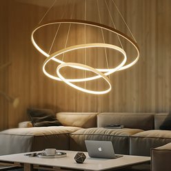 Lampa wiszące okręgi LED Rings 20-40-60 cm 77W złota