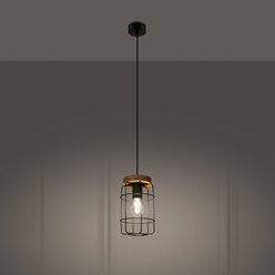 Lampa wisząca Loft GOTTO 1xE27 drewno i czarny drut