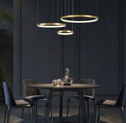 Nowoczesna lampa wisząca okręgi 20-40-60 cm 77W złota