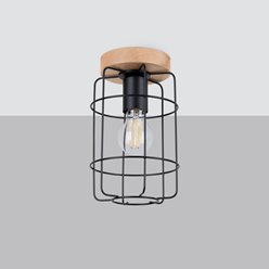 Lampa sufitowa Loft GOTTO 1xE27 drewno i czarny drut