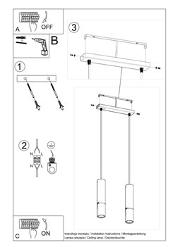 Lampa wiszące tuby LOOPEZ 2xGU10 listwa czarny/miedź