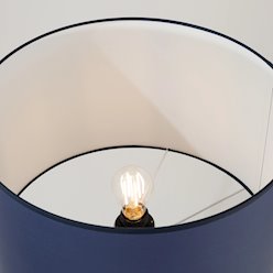 Lampa podłogowa drewniana Natt 1xE27 z granatowym abażurem