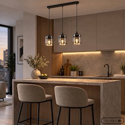 Lampa wisząca 3xE27 Trivo czarna ze szklanymi kloszami