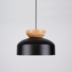 Lampa wisząca drewniana Marion 1xE27 czarna/naturalne drewno