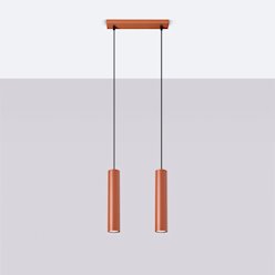 Lampa wisząca podwójna Lagos 2xGU10 listwa ochra czerwona