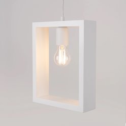 Lampa wisząca drewniana Aries 1xE27 biała