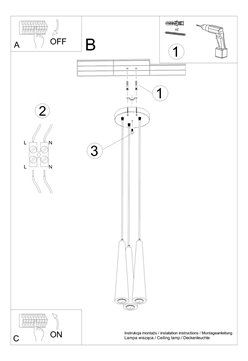 Lampa wisząca Boho SULA 3xGU10 drewno - biała linka