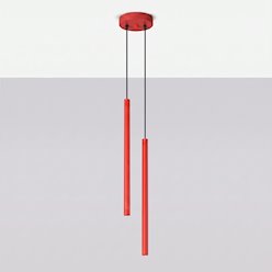 Lampa wisząca podwójna tuba Pastelo 2xG9 czerwona