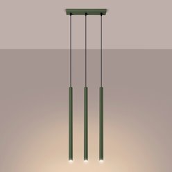 Lampa wisząca potrójna Pastelo 3xG9 listwa zielona oliwka