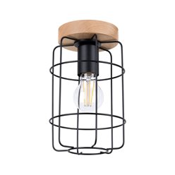 Lampa sufitowa Loft GOTTO 1xE27 drewno i czarny drut