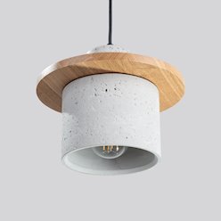 Lampa wisząca betonowa Mab 1xE27 szara/naturalne drewno