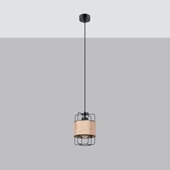 Lampa wisząca Loft GIZUR 1xE27 czarna ze sznurem